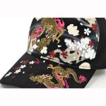 画像3: 【帽子】　刺繍綿キャップ　双龍/黒 (3)