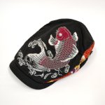 画像1: [帽子:刺繍ハンチング]「 紅鯉 / 黒 」 (1)