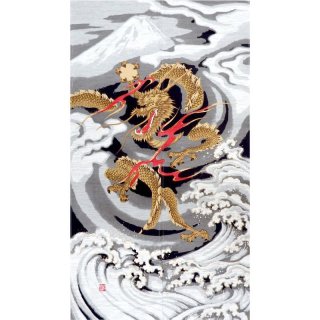のれん 美しい日本の文化 五爪龍神 モヘア 浮世絵 葛飾北斎 竜 日本製