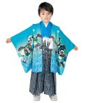 画像2: [2023年 R.KIKUCHI]「5歳男児 アンサンブル 袴セット 兜(水色)」 (2)