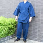 画像2: 紳士作務衣 デニムピケ織り M / L / LL (2)