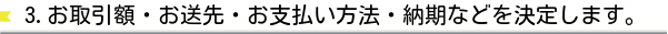 3.「お取引額」「お送先」「お支払い方法」「納期」などを決定します。byウエダウェブ