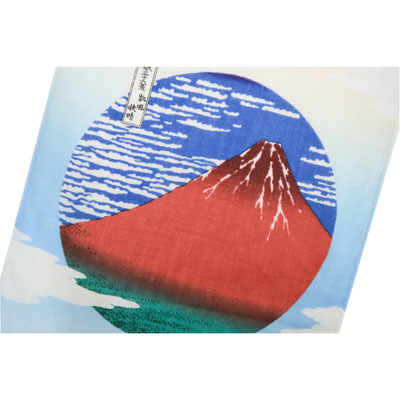 手拭い 北斎の浮世絵二重ガーゼ手拭い 赤富士凱風快晴 日本 芸術 アート インテリア ウエダウェブ