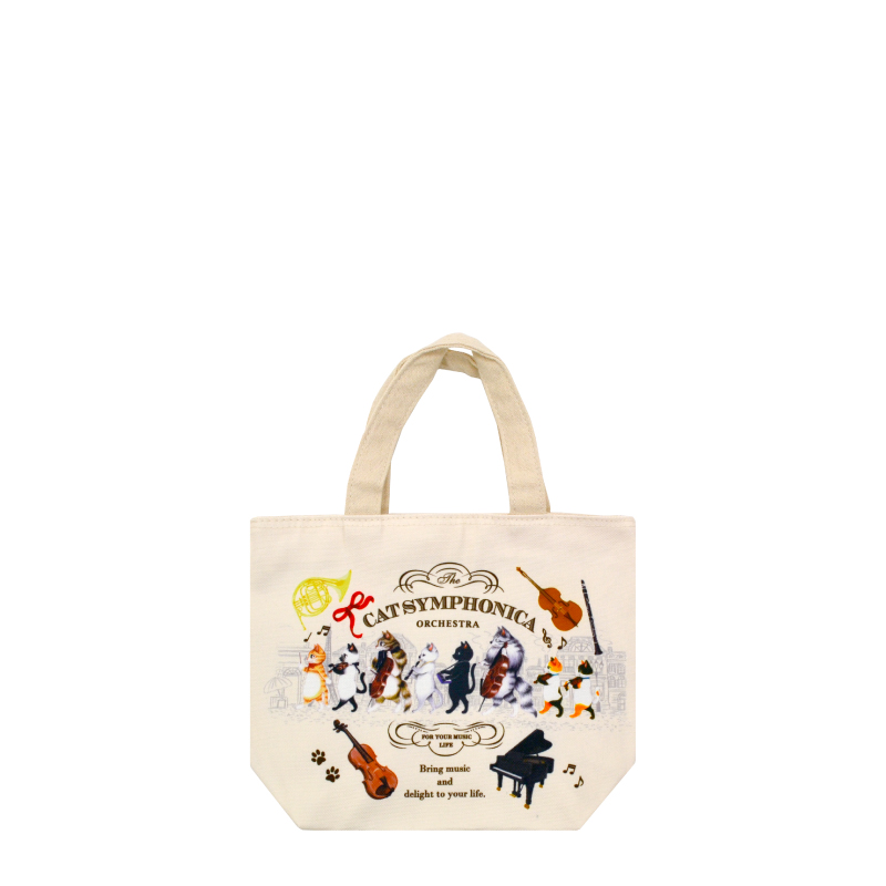 Color Print Tote Bag ミニトート マーチ 中国製 トートバッグ バック 猫 ネコ ねこ 音楽 かわいい カワイイ 可愛い おしゃれ オシャレ