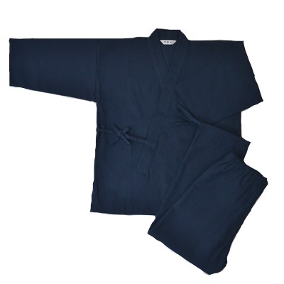 画像1: [紳士作務衣]　紳士スラブ織作務衣　（紺） (1)