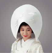 画像1: [婚礼小物:綿帽子]「縮緬 刺繍鳳凰二羽」 (1)