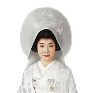 画像1: [婚礼小物:綿帽子]「紗 刺繡五羽鶴」 (1)