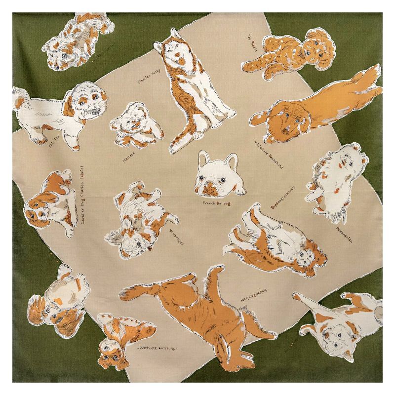 画像1: [浅山美里：二四巾ふろしき] 「DOGS（ドッグズ）」約97cm幅 綿100% 日本製 風呂敷 (1)