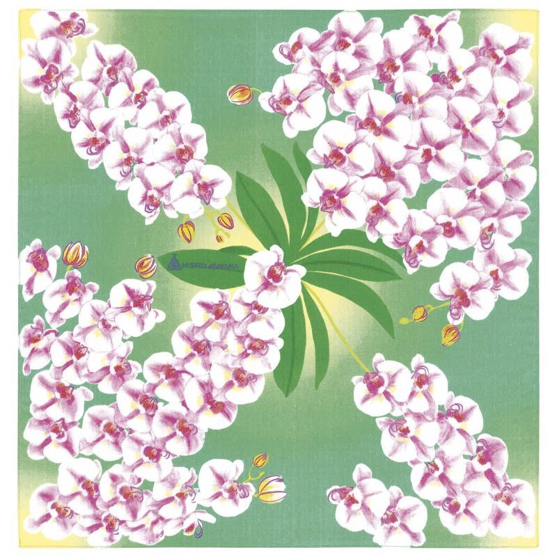 画像1: [浅山美里：小ふろしき] 「胡蝶蘭」約50cm幅 綿100% 日本製 小風呂敷 (1)
